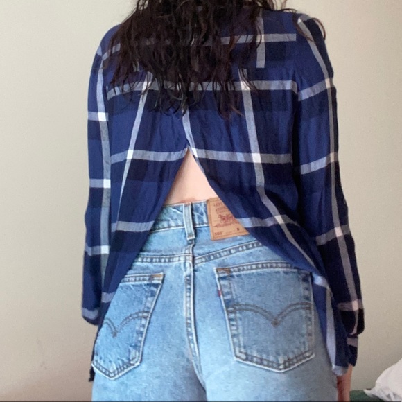 Plaid button-down top / flannel - Picture 4 of 4